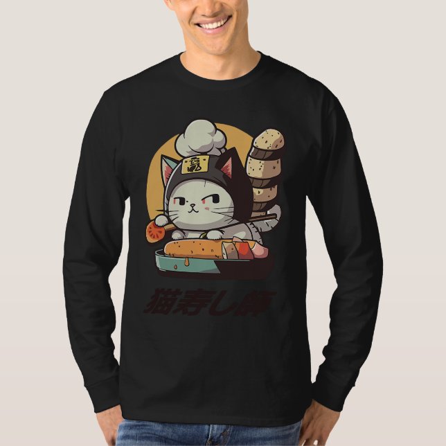 Camiseta cute and whimsical cat making it as the neko sushi (Anverso)