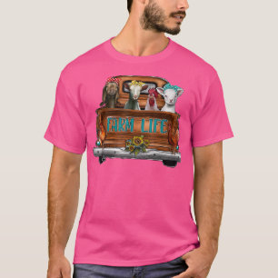 Camiseta Cute Animal Farm On Truck Cow Pig Chicken Goat 628