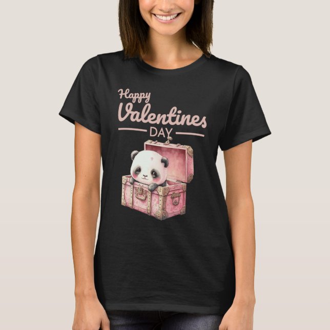 Camiseta Cute Animal Heart Panda  Happy Valentine Day  1 (Anverso)