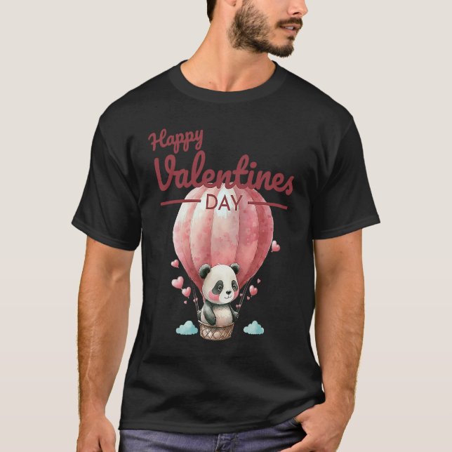 Camiseta Cute Animal Heart Panda  Happy Valentine Day  2 (Anverso)