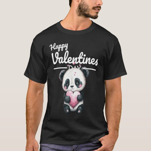 Camiseta Cute Animal Heart Panda  Happy Valentine Day  9 (Anverso)
