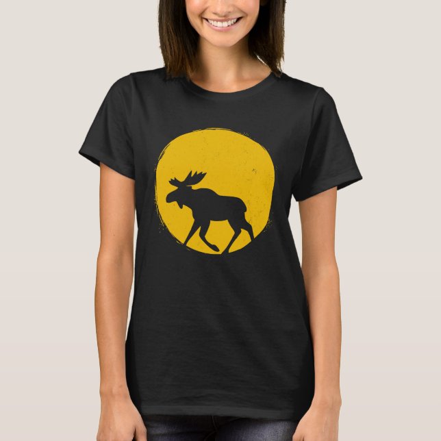 Camiseta Cute Animal Moose Elk Sun Silhouette (Anverso)