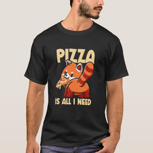 Camiseta Cute Animal Red Panda Pizza Fan Eating Fast Food P (Anverso)