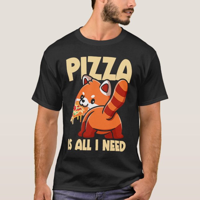 Camiseta Cute Animal Red Panda Pizza Fan Eating Fast Food P (Anverso)