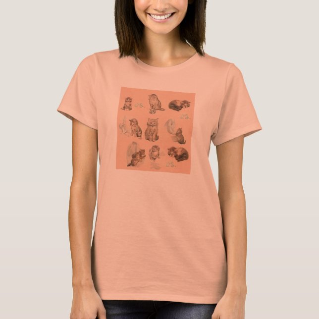 CAMISETA CUTE ANIMALES / CAT Y HISTORIAS DE RATÓN EN ROSA (Anverso)