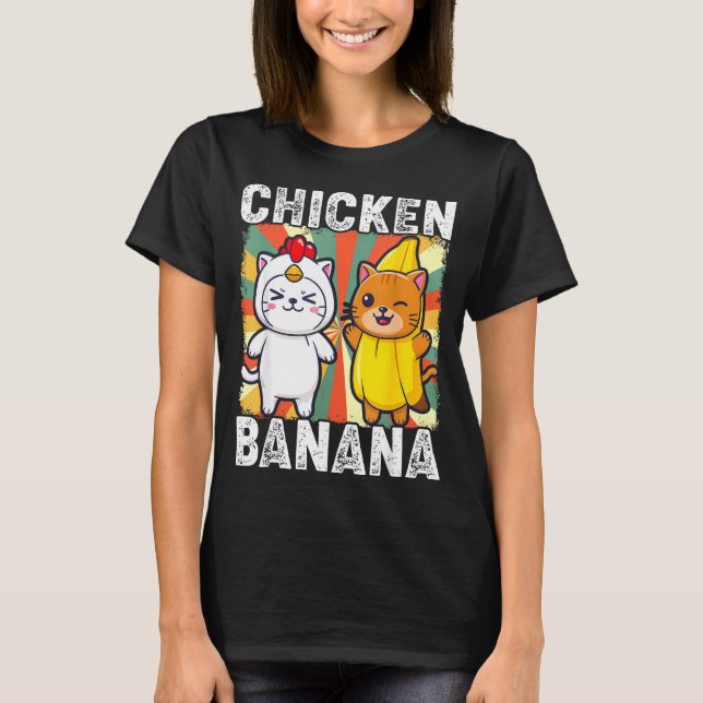 Camiseta Cute Animals In Chicken And Banana Costumes Kawaii (Anverso)
