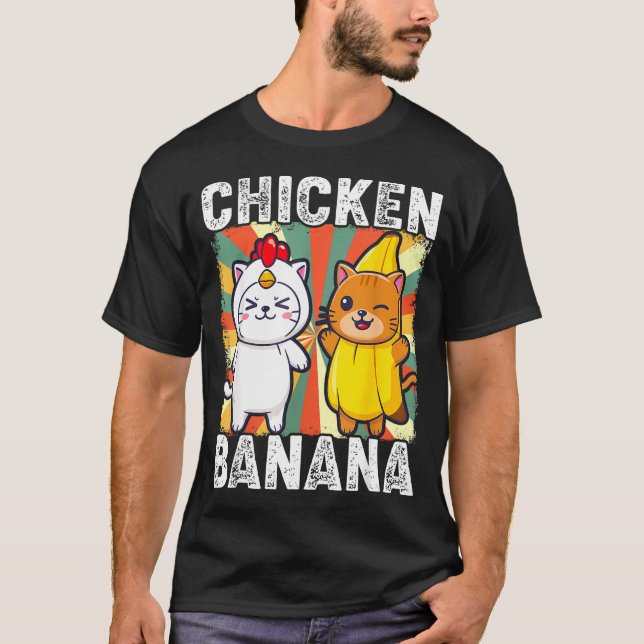 Camiseta Cute Animals In Chicken And Banana Costumes Kawaii (Anverso)