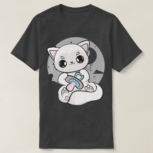 Camiseta Cute Anime Arctic Fox With Soother And Kawaii Moon (Diseño del anverso)