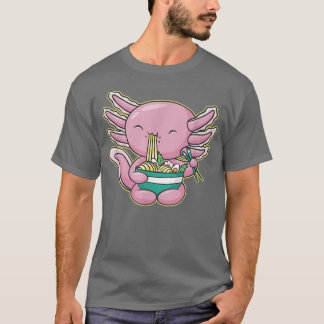 Camiseta Cute Anime Axolotl alimenta la sopa de fideos Rame