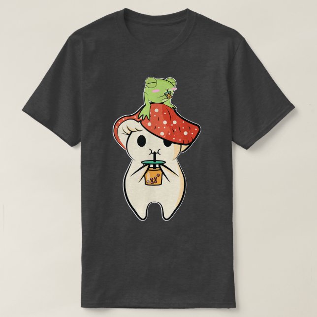 Camiseta Cute anime Frog Mushroom Matcha Tea  (Diseño del anverso)