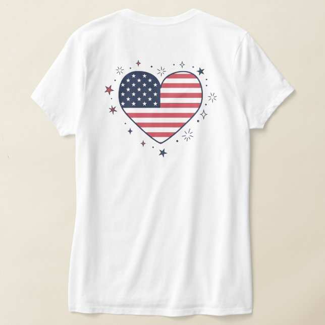 Camiseta Cute Anime Girl 4th of July - USA Heart & Sparkler (Distribución Reverso )