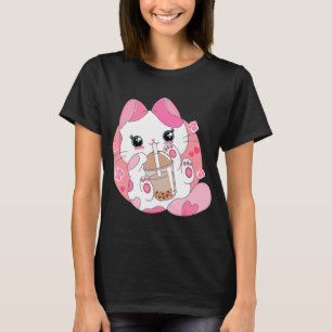 Camiseta Cute Anime Kawaii Cat Boba Bubble Tea Chicas Costu
