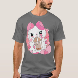 Camiseta Cute Anime Kawaii Cat Boba Bubble Tea Chicas Costu