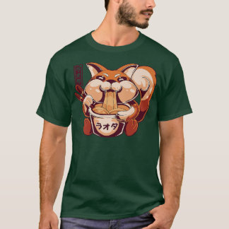 Camiseta Cute Anime Kawaii Fox comiendo fideos Ramen premiu