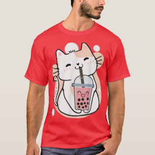 Camiseta Cute Anime Kawaii Neko Cat Boba Tea Bubble Tea Por