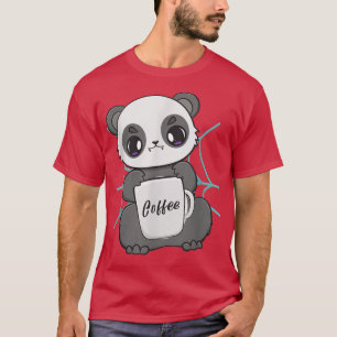 Camiseta Cute Anime Panda Y Kawaii Oso Bebiendo Café M