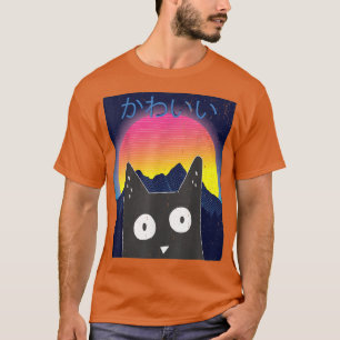 Camiseta Cute Anime Retro Kitten Neko Synthwave Japan 80s M