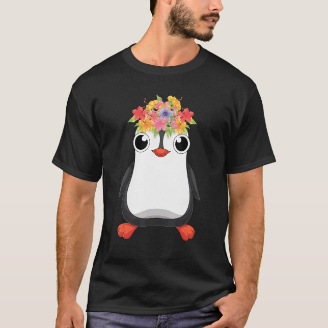Camiseta Cute Antarctica Animal   Flowers Zoo Bird Penguin (Anverso)