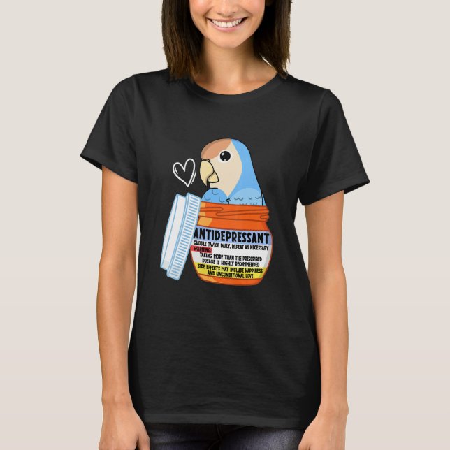 Camiseta Cute Antidepressant Parrot I Peach faced Blue Love (Anverso)