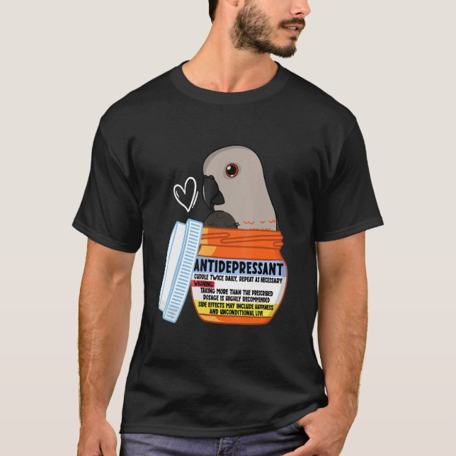 Camiseta Cute Antidepressant Parrot I Red bellied Parrot (Anverso)