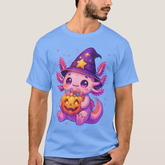 Camiseta Cute Aolotl Witch Pumpkin Halloween Costumes Girls (Anverso)