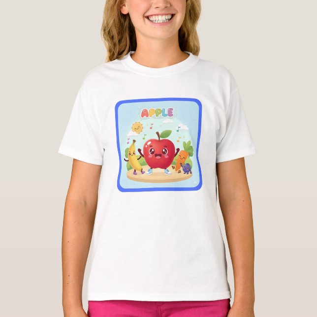 Camiseta Cute Apple Friends Kids Illustration (Anverso)
