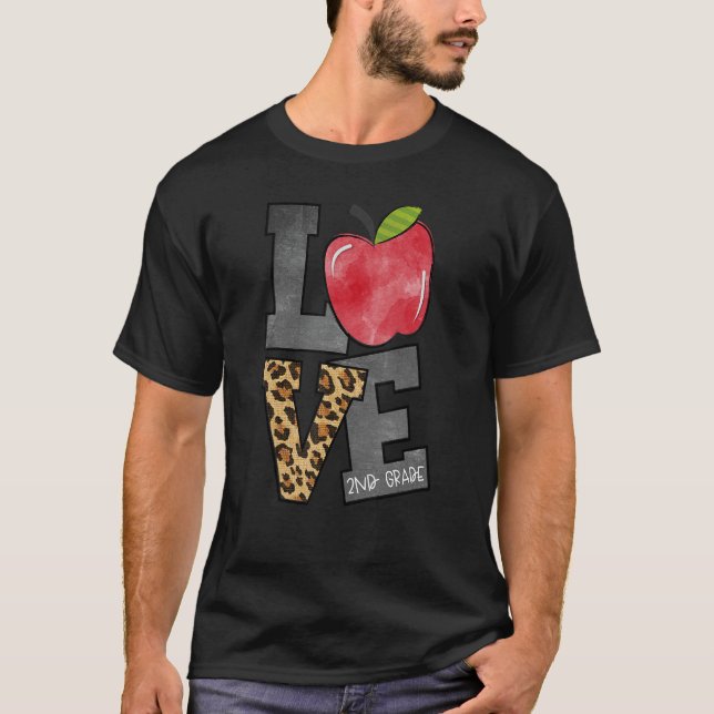 Camiseta Cute Apple Leopard Love 2º Grado Team Second Grad (Anverso)