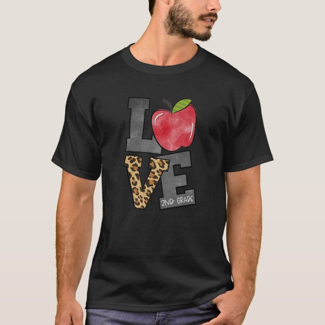 Camiseta Cute Apple Leopard Love 2º Grado Team Second Grad (Anverso)