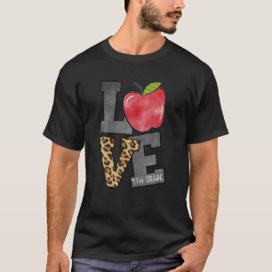 Camiseta Cute Apple Leopard Love 4º Grado Equipo 4º Grado
