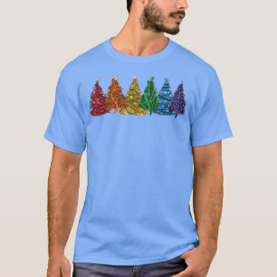 Camiseta Cute arboles de navidad arcoiris Pajama Navidad vi