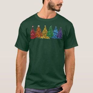 Camiseta Cute arboles de navidad arcoiris Pajama Navidad vi