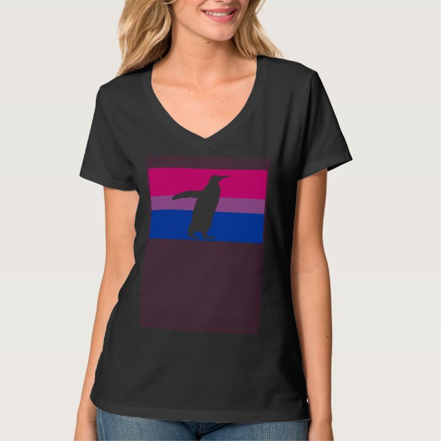 Camiseta Cute Arctic Penguin Love Gay Bisexual Pride Flag Z (Anverso)