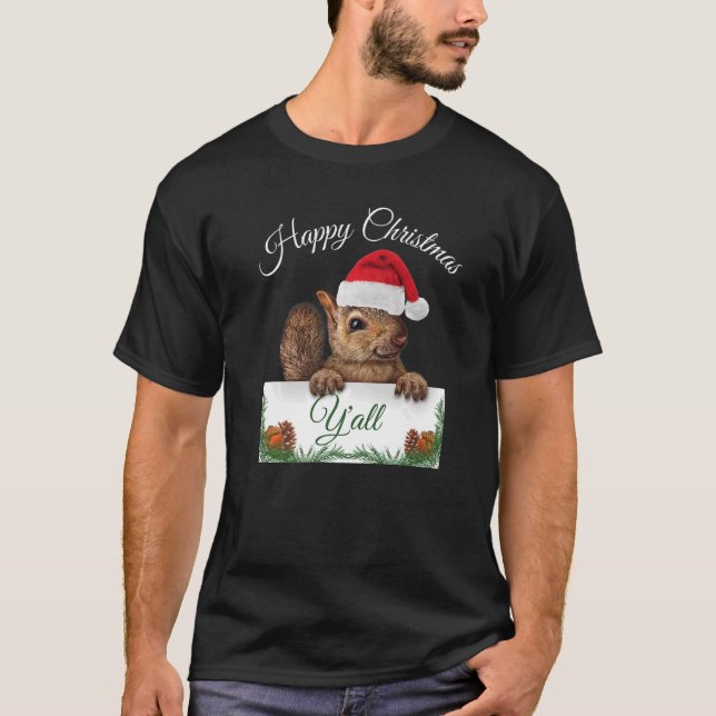 Camiseta Cute ardilla Navidades felices Santa Hat (Anverso)