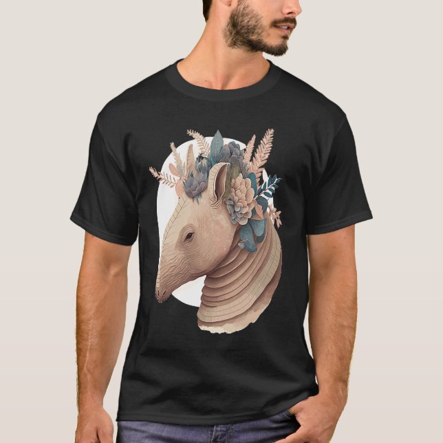 Camiseta Cute Armadillo Flower Crown Watercolor Animal (Anverso)