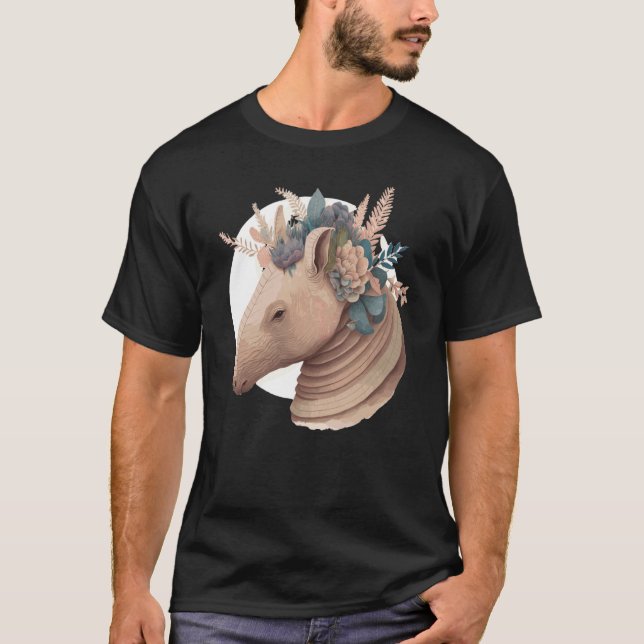 Camiseta Cute Armadillo Flower Crown Watercolor Animal (Anverso)