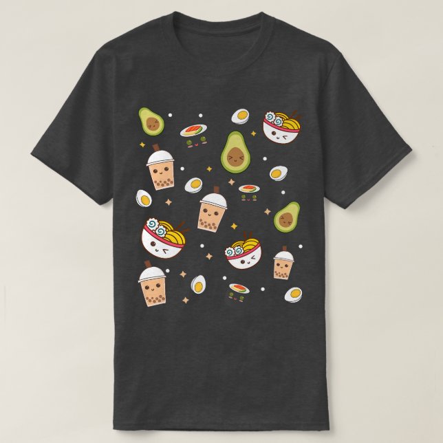 Camiseta Cute Art For Ramen Noodle Avocado Sushi & Boba Tea (Diseño del anverso)