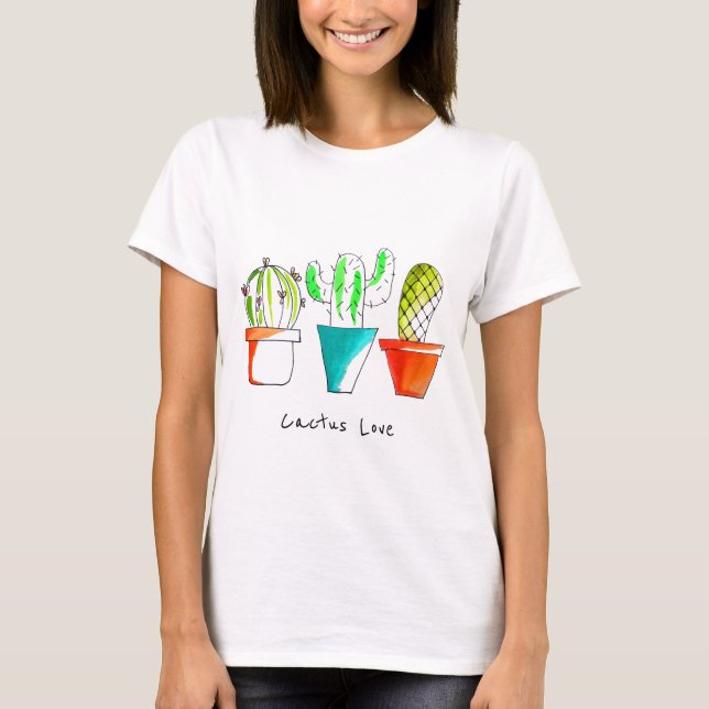 Camiseta Cute arte de dibujo de cactus mexicanos (Anverso)