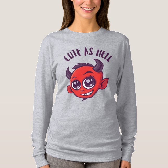 Camiseta Cute as Hell Devil con texto oscuro (Anverso)