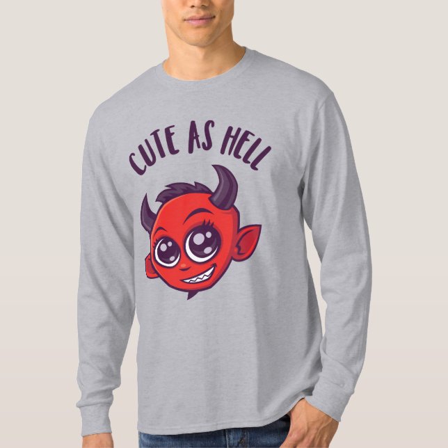 Camiseta Cute as Hell Devil con texto oscuro (Anverso)