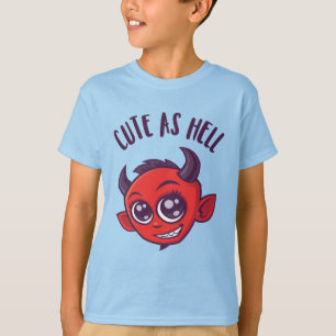 Camiseta Cute as Hell Devil con texto oscuro