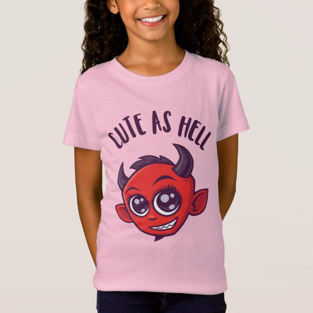 Camiseta Cute as Hell Devil con texto oscuro (Anverso)