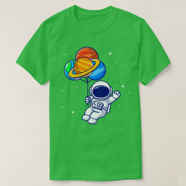 Camiseta Cute Astronaut Floating With Planet balloons In Sp (Diseño del anverso)