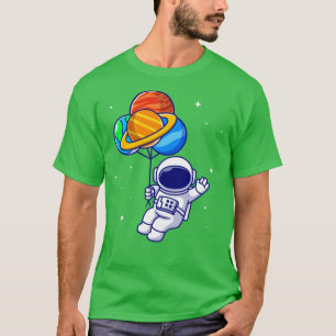 Camiseta Cute Astronaut Floating With Planet balloons In Sp