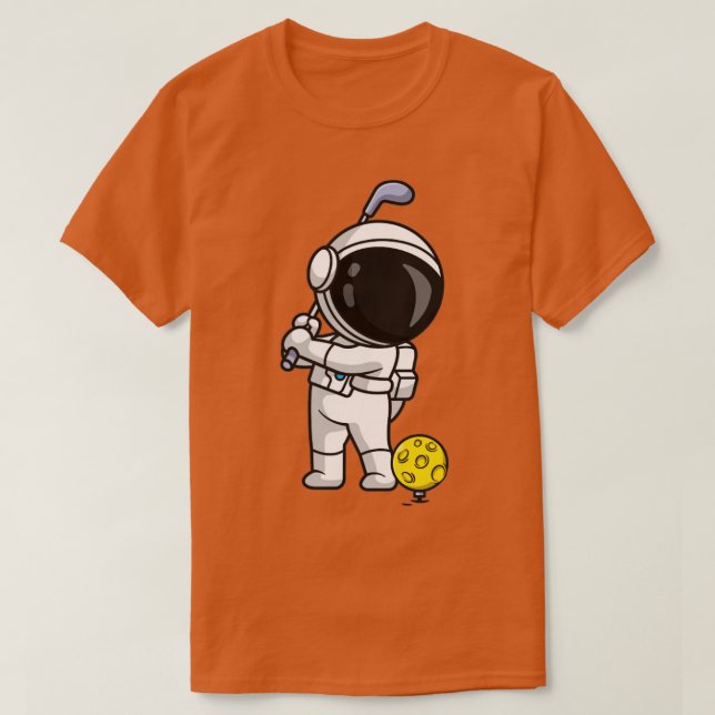 Camiseta Cute Astronaut Playing Golf Moon Cartoon (Diseño del anverso)