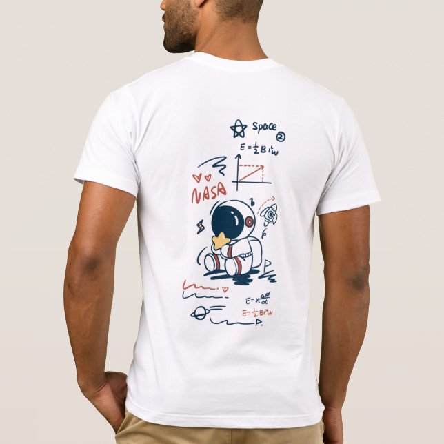 Camiseta  Cute Astronaut Space Cartoon Back Print T-Shirt (Reverso)