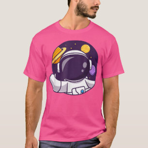 Camiseta Cute Astronaut Waving Hand Space Hole Say Hellow T