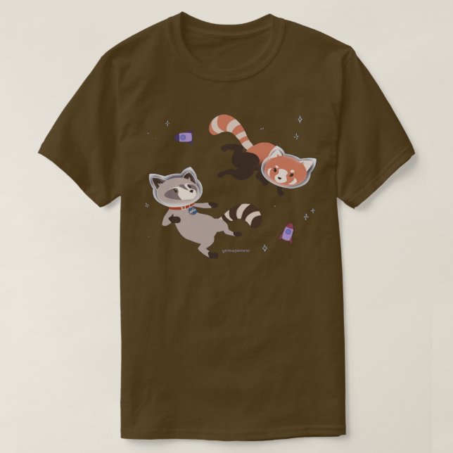 Camiseta Cute Astronauta Raccoon y espacio de cohetes Panda (Diseño del anverso)