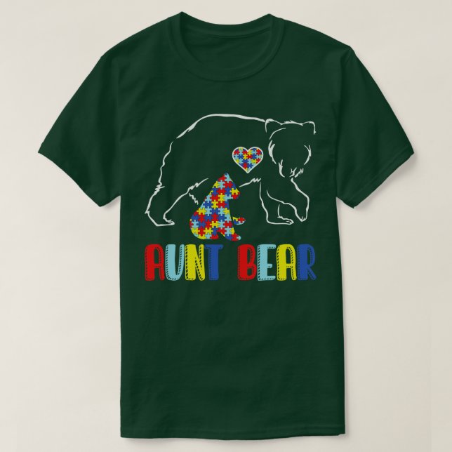 Camiseta Cute Aunt Bear Autism Awareness Autistic Family  (Diseño del anverso)