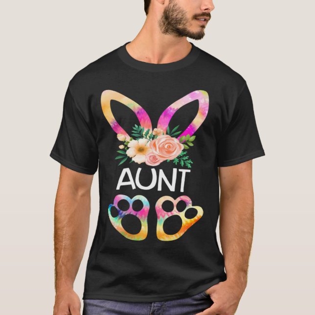 Camiseta Cute Aunt Bunny Tie Dye Print  Family Easter Day A (Anverso)