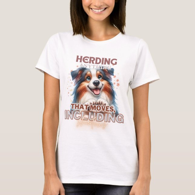 CAMISETA CUTE AUSTRALIAN SHEPHERD DOG DICIENDO (Anverso)